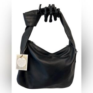 🔥🖤NWT-MADE IN INDIA, Leather Crescent super CUTE Knotted Shoulder Bag🖤🔥